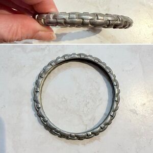 Vintage Ben Amun Braided Silver Tone Bangle Bracelet, signed